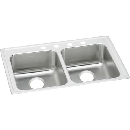 Elkay Lustertone Classic Stainless Steel 29" x 22" x 5-1/2" 5-Hole Equal Double Bowl Drop-in ADA Sink LRAD2922555